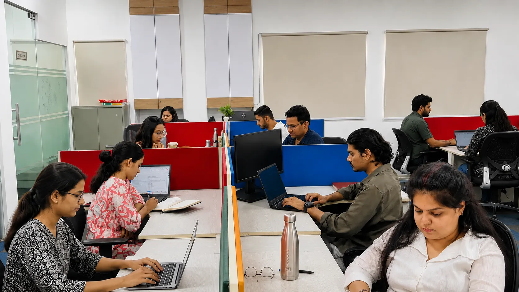 Graduates working on AI projects